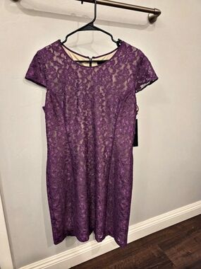 Marc New York Andrew Marc Purple Lace Sheath Dress